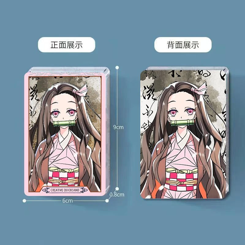 Anime Demon Slayer Kamado Nezuko Kochou Shinobu Kanroji Mitsuri Tomioka Giyuu Quicksand Card Christmas Birthday Gifts Kid Toys