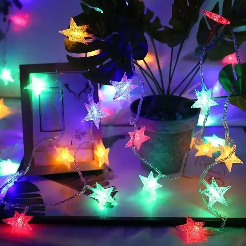 10/20/40/80LED Christmas Star String Lights for Family Garden Party Tree Night Light Decoration