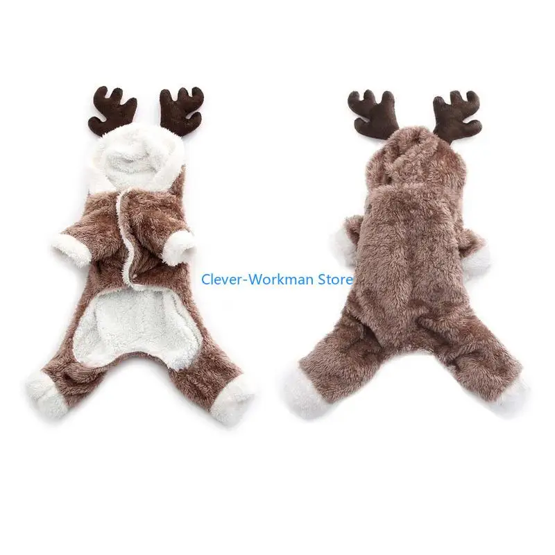 

24TD Dog Hoodies Pet Clothes Apparel Winter Pajamas Christmas Warm Jumpsuit Coat