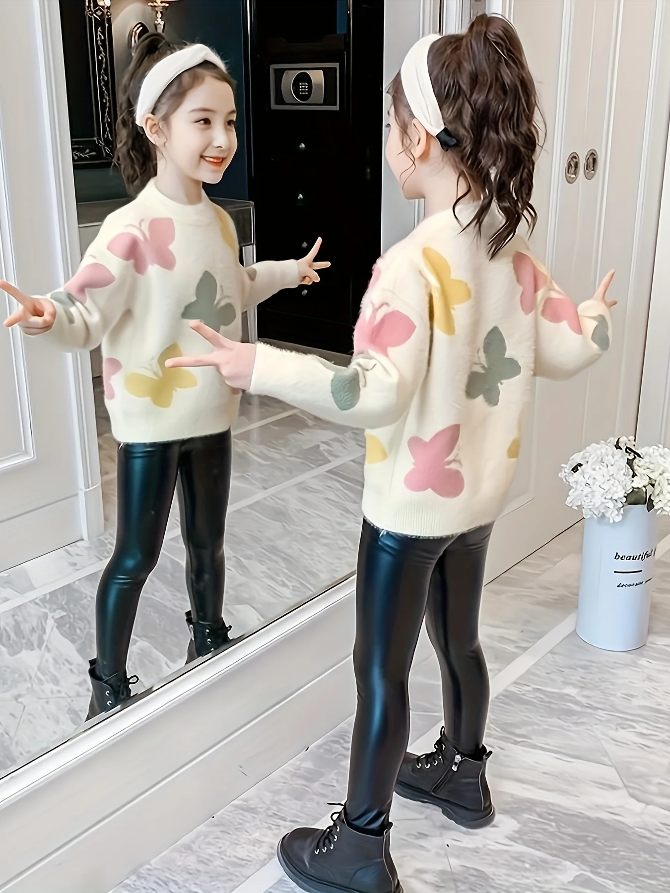 Girls' Sweaters, Pullovers, Autumn and Winter Clothing, New Kidsren's Clothing, Bottoming Shirts, Stylish Thickeneded Sweaters for Older Kidsren