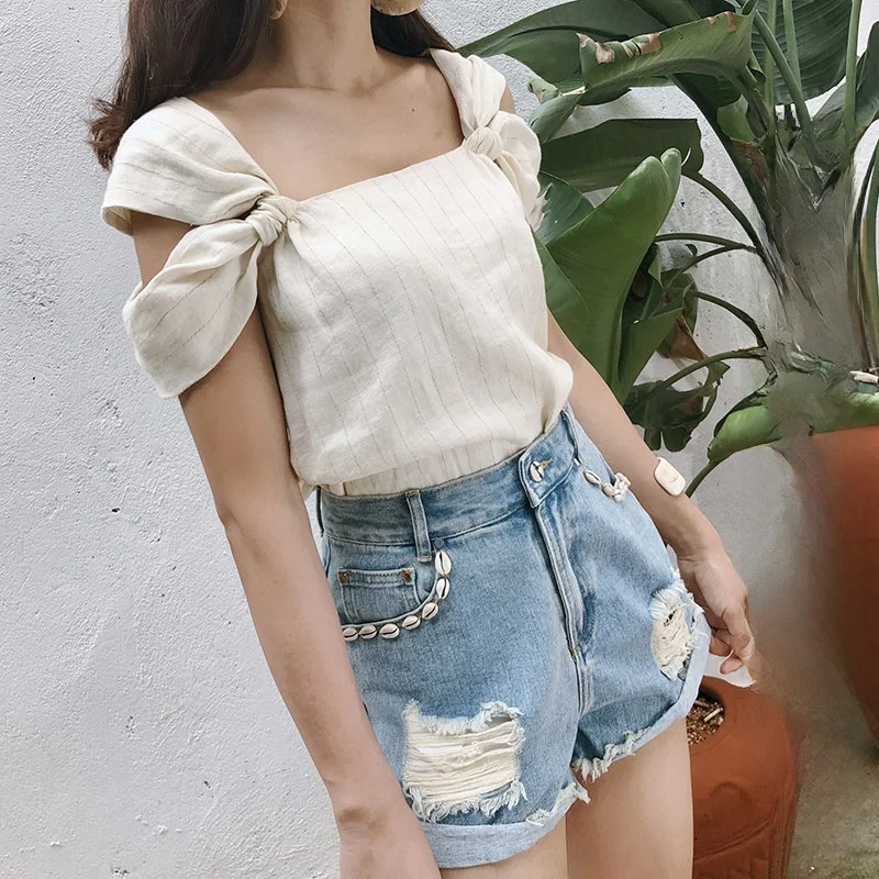 

Elwing Original Summer Faion Versatile Slimming Retro High Waist Cuffed Loose Jeans orts Women Straight Leg High Waist