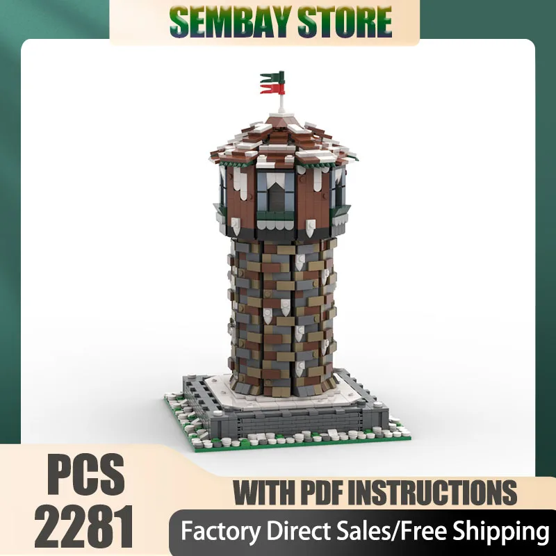 Château médiéval modèle Moc briques de Construction modulaire vieille tour enneigée modèle technologie blocs noël bricolage jouet Construction cadeaux