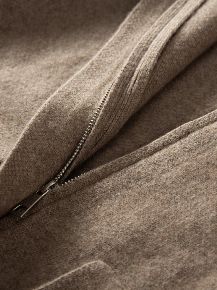 Luxury Women 100% Cashmere Hoodie Long Sweater Coat Loose With Pocket Cashmere Overcoat Autumn Winter Thick Knit Zipper Cardigan