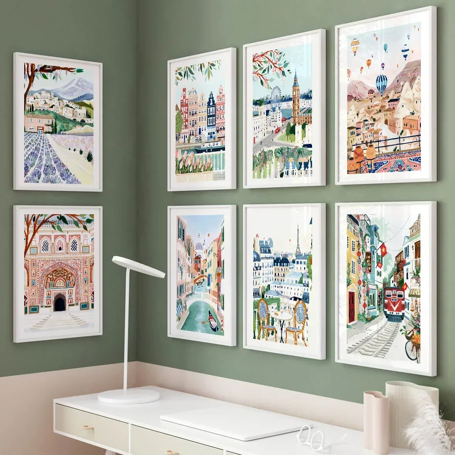 Nordic Vintage Wall Art Travel London Turkey Provence Lavender Plants HD Canvas Poster Print Home Bedroom Living Room Decorat