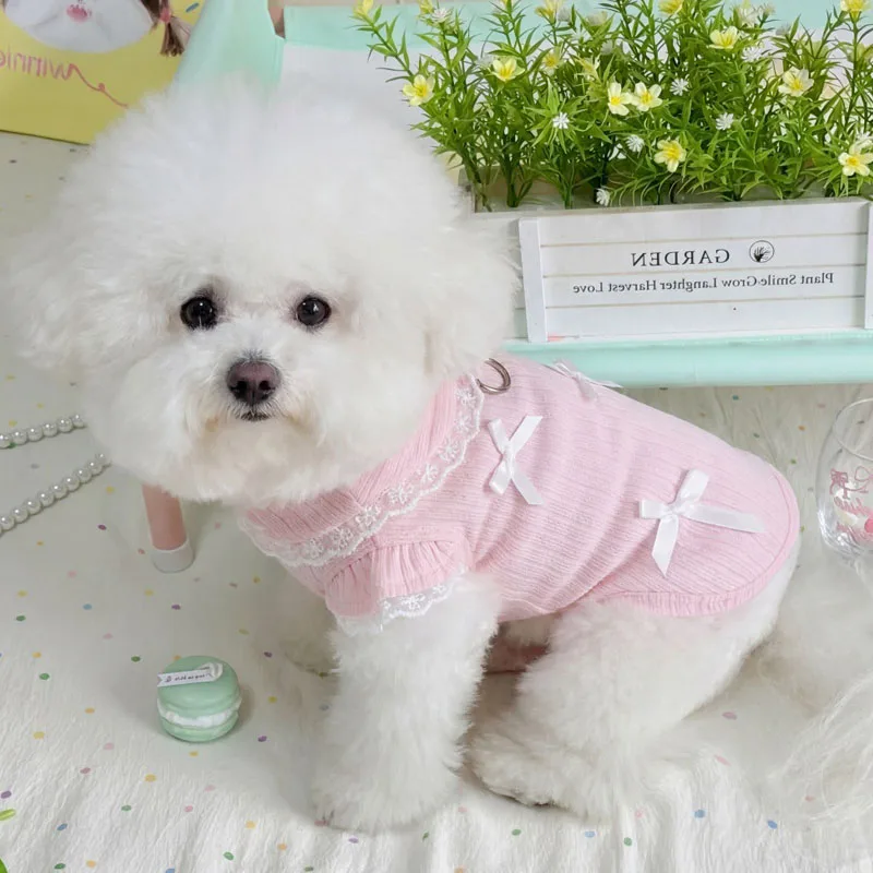 Sudadera con capucha rosa y azul para perros y gatos con lazo - imagen 5