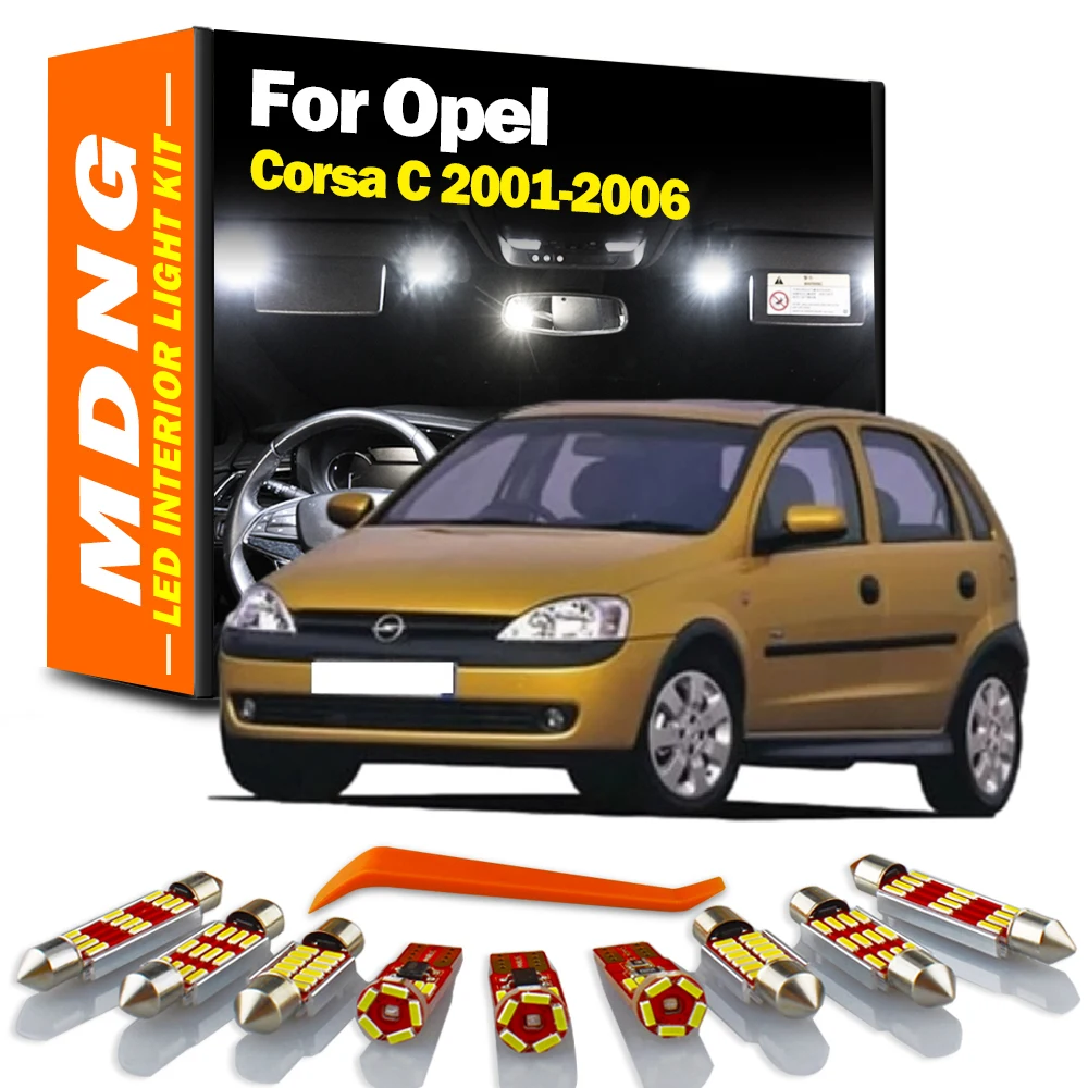 8Pcs LED Interior Map Dome Trunk Light Reading Bulb Kit For Vauxhall Opel Corsa C 2001 2002 2003 2004 2005 2006 Car Accessories