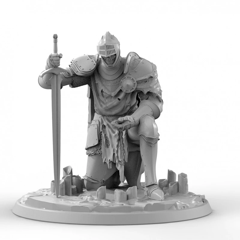 Resin Figure Fantasy Miniatures 1/24 Scale 100mm Knight Skeletons Scene Assemble Model Kit Unassembled Unpainted Statuettes Toys