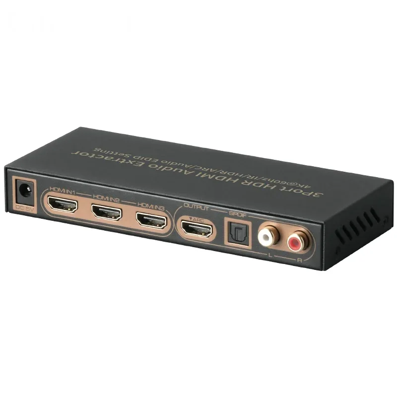 

HDMI Version 2.0 Switcher Three In One Out Audio Separator Fiber R/L Audio HDR 4K60HZ