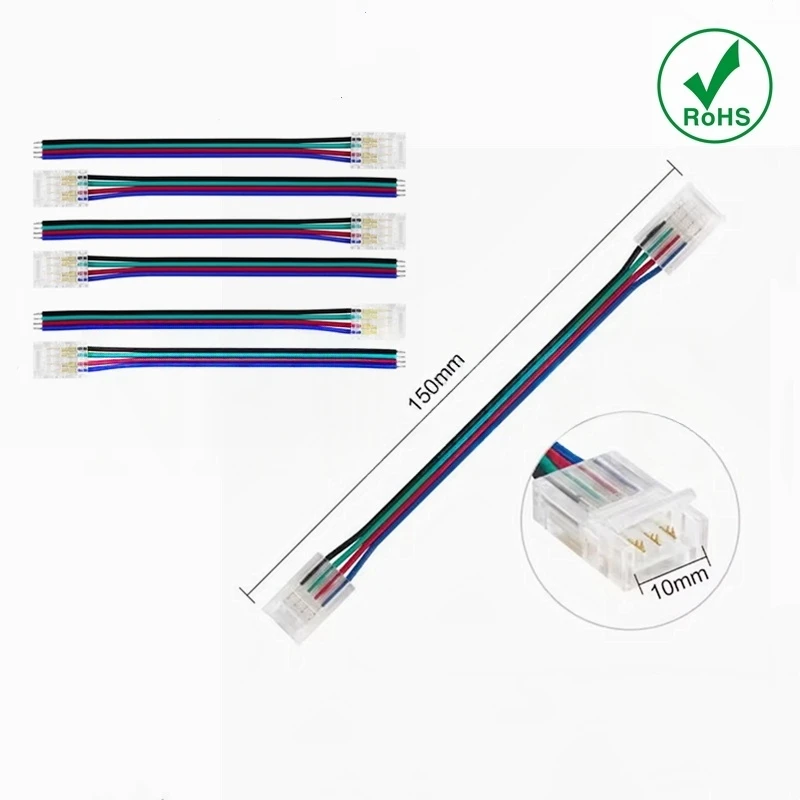 

5/10PCS 8MM wide 4PIN Symphony COB low voltage colorful RGB color-changing 10mm solder-free crystal buckle fast solder-free head