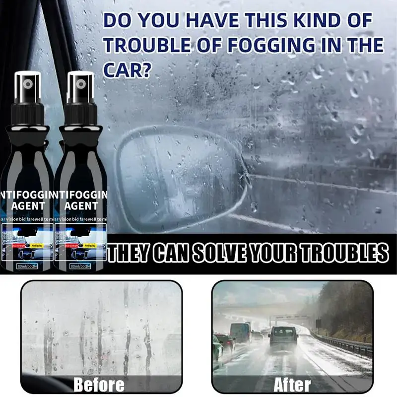 Car Windshield Anti Fog Spray, Intensive Fog Free Agent, Proteção para pára-brisas, Anti Mist Mirrors, All Cars Glasses Visors