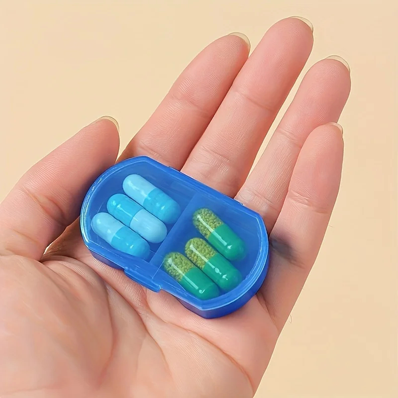 2 Grids Transparent Small Pill Box,Pill Dispensing Box, Sealed Waterproof and Moisture-proof Medicine Organizer for Pocket