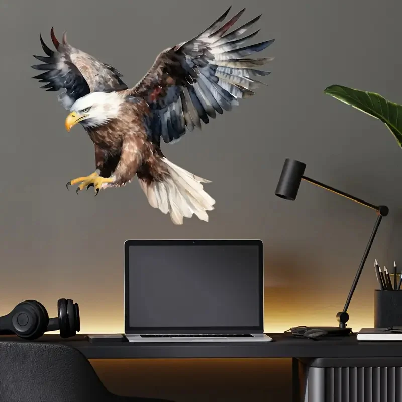 ملصقات حائط على شكل نسر طائر، حمام ساطع لتزيين المنزل، شارات سيارة من الفينيل، ورق حائط فني، ملصق