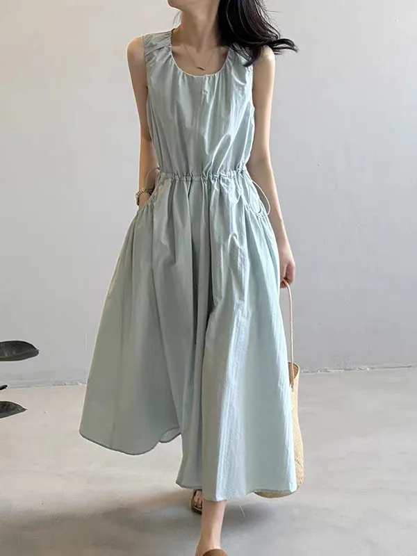 

Summer New Women's Dress Loose and Simple Strap A-line Skirt