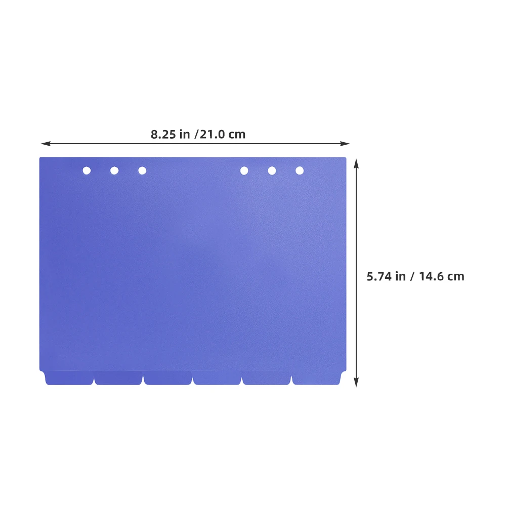 الأزرق A5 6 قطعة فواصل الموثق البلاستيكية مع علامات التبويب العمودية للمخطط اليومي دفتر الملاحظات الميزانية المنظم خطط حامل الورق