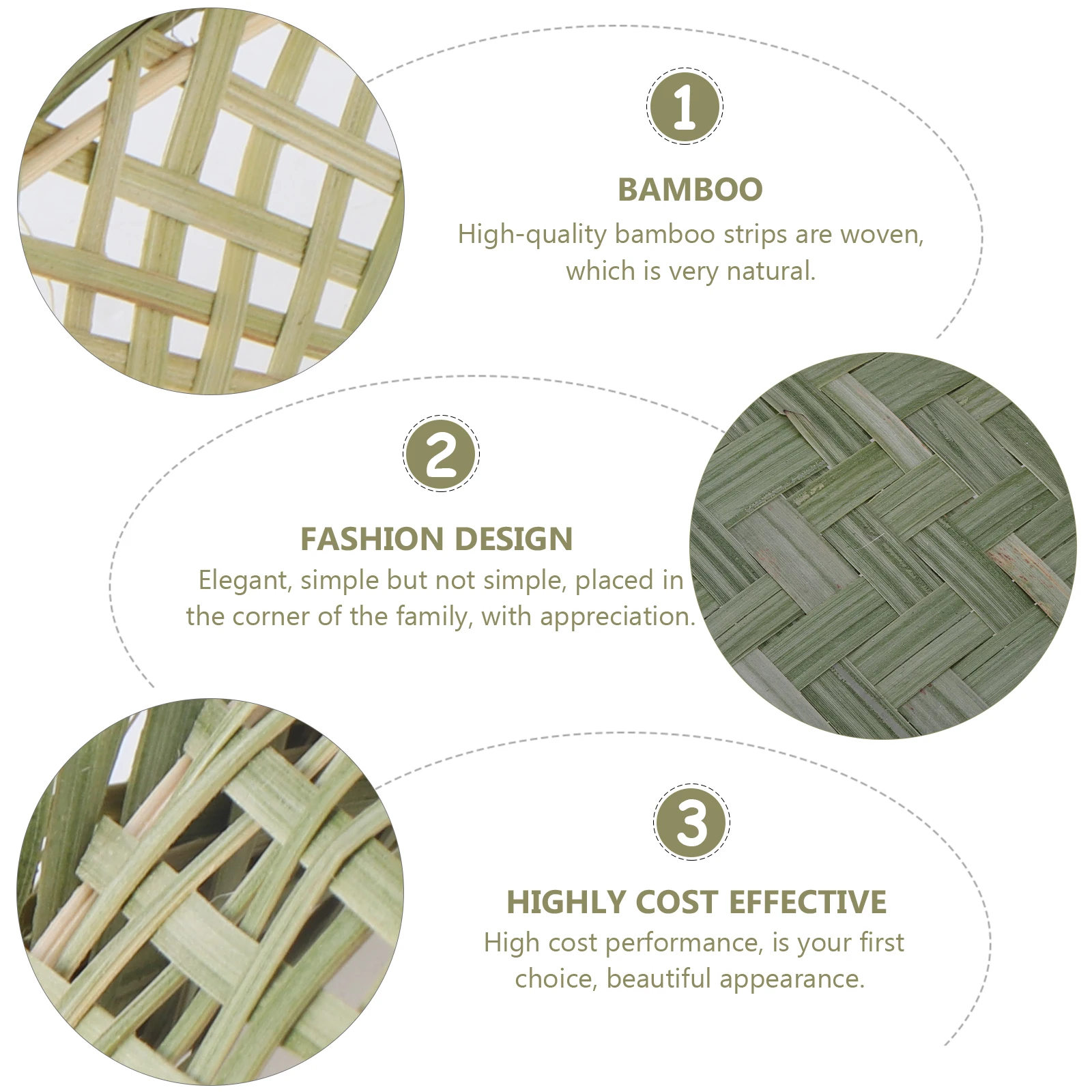 

1pc Round Bamboo Woven Basket Green Handmade Storage Container For Bread Fruit Home Hotel Party Use Kitchen Barware