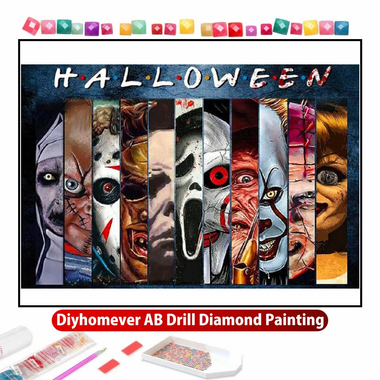 

Classic Horror Movies Villains 5D DIY AB Diamond Painting Embroidery Halloween Cross Stitch Mosaic Handicraft Craft Home Decor