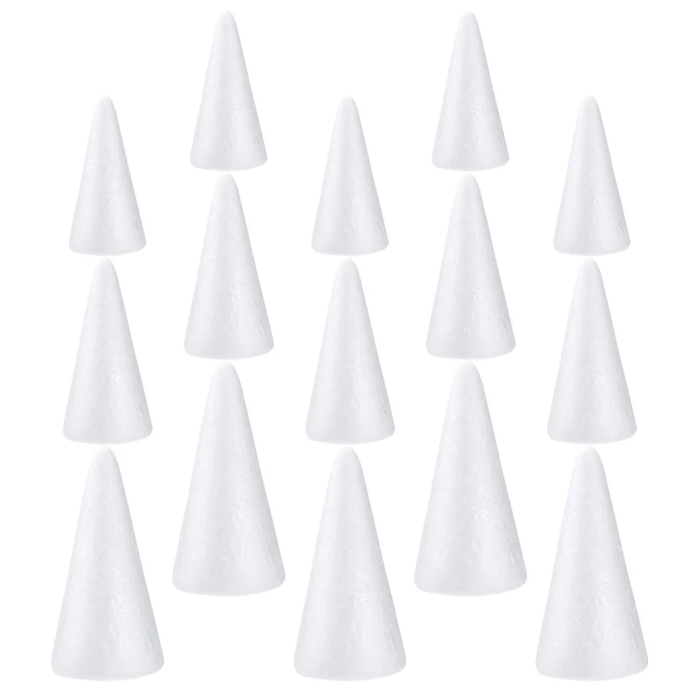 15 peças cones de desenho de cone de espuma brinquedos ornamento espumas de natal pintura branca