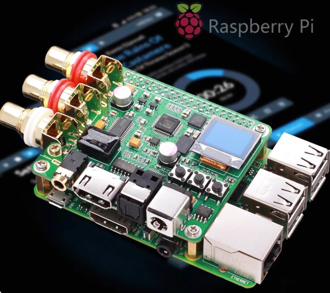 Placa decodificadora de Audio DAC, módulo de expansión HIFI, admite salida I2S de fibra Coaxial para Raspberry Pi 3B + 4B