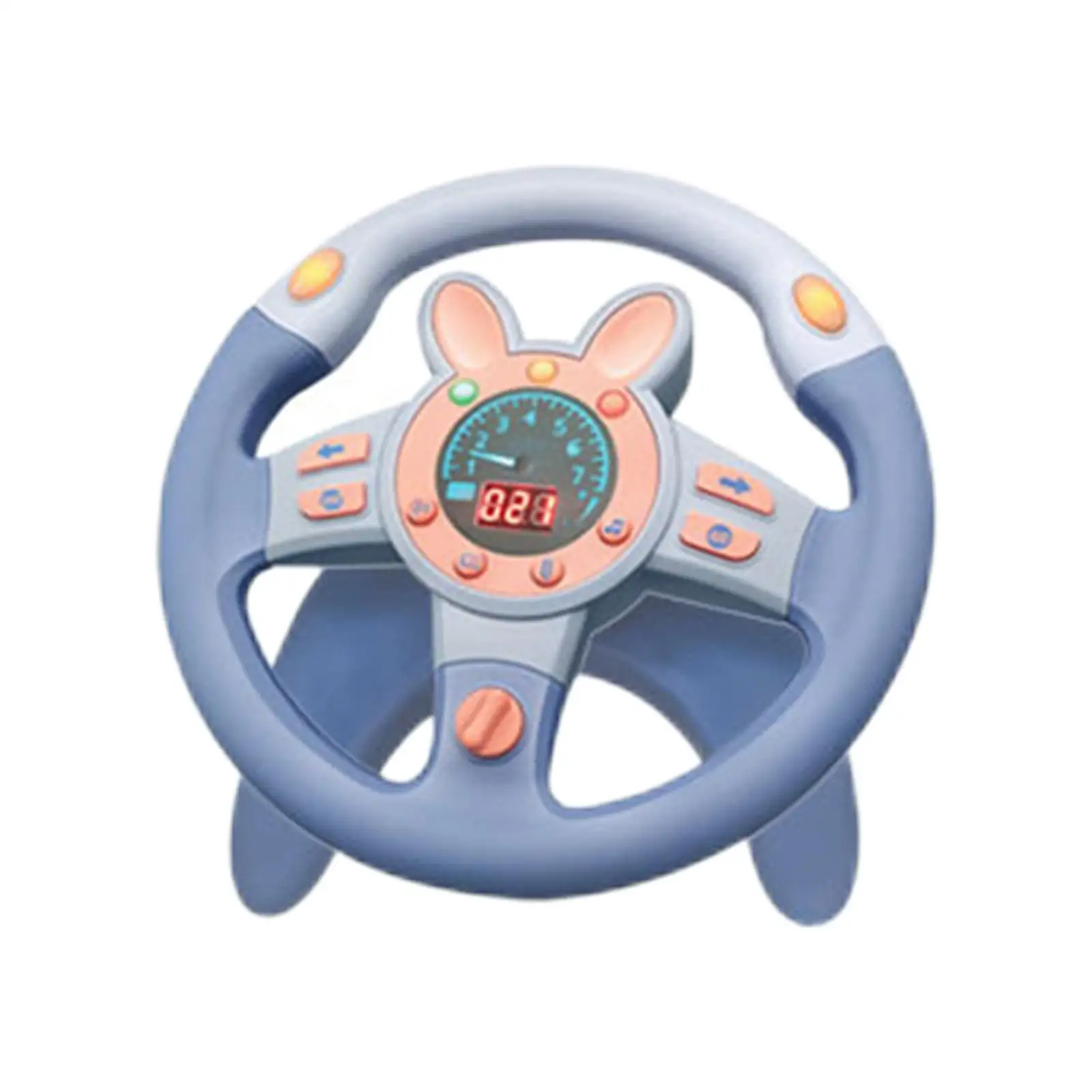 Plastic Simulated Steering Wheel Copilot Toy for Kids Multifunctional Early Education Sounding Game with Light and Music Driving