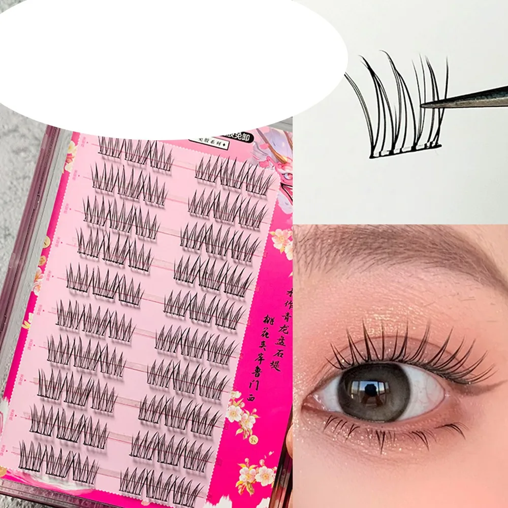 Press on Glue-Free Realistic False Eyelashes No Glue Needed Reusable Self Adhesive Cluster Lashes Preglued Lash Clusters