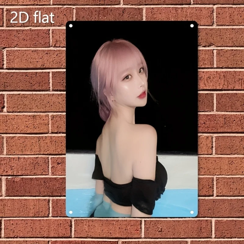 

Elegant Pink-Haired Woman Poster - 2D Metal Sign for Home, Office, Cafe, Bar - Durable Iron Art - Modern Wall Decor