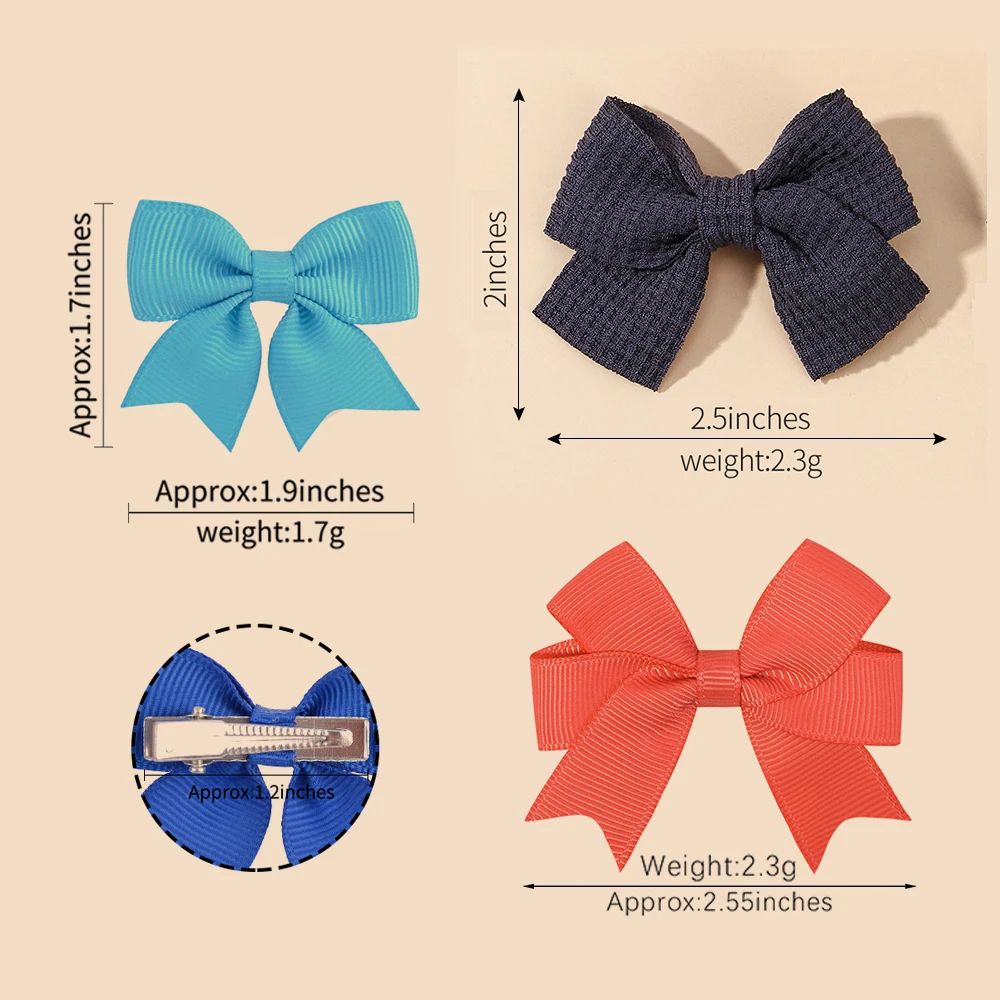 10Pcs/Set New Cute Ribbon Bowknot Hair Clips for Kids Handmade Nylon Bows Hairpin Barrettes Headwear Baby Girls Hair Accessories