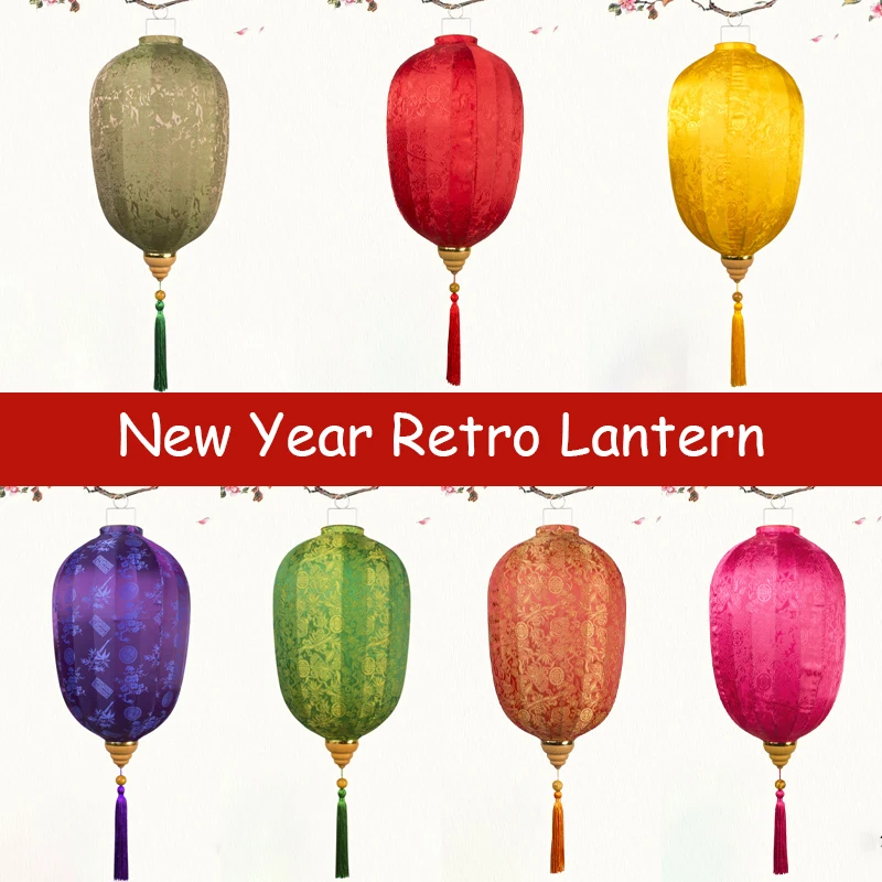 14 inch Chinese Silk Lantern Waterproof Retro Japanese Vietnam Lantern Party Festival New Year Hanging Decor Palace Lantern