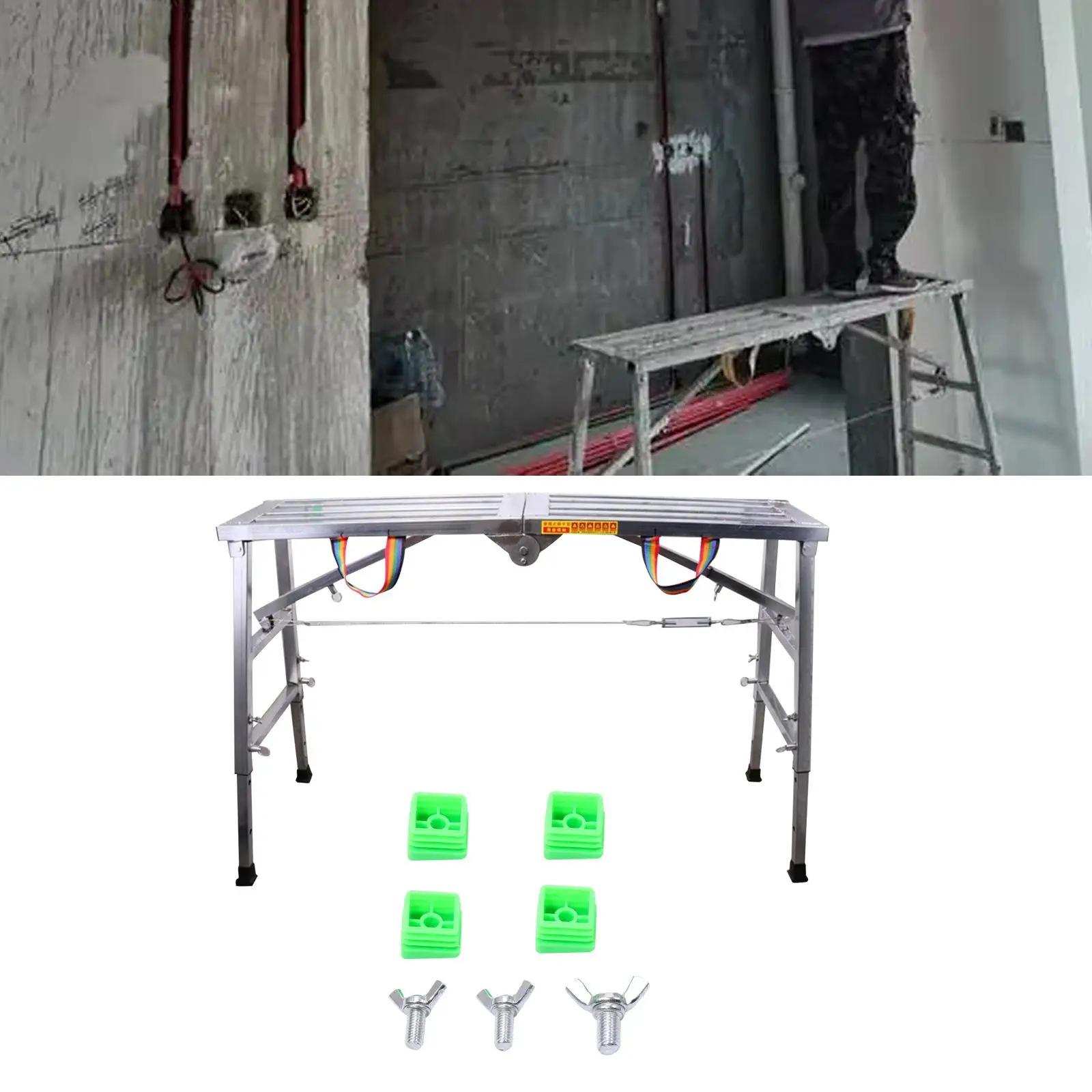 Work Platform with Bolts Steel Scaffolding Platform Step Ladder Drywall Painting Stool for Household Workshop Office Home Garage