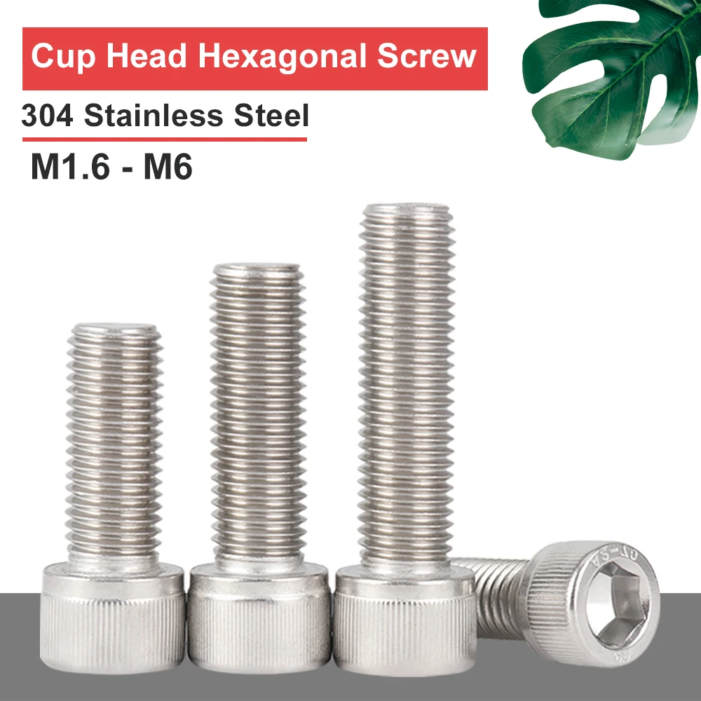 

Hexagon Hex Socket Cap Head Screw M1.6 M2 M2.5 M3 M4 M5 M6 M8 304 Stainless Steel Allen Bolt DIN912 Hex Screw with Key