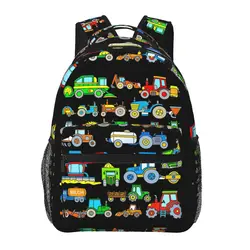 Tractors Farm Vehicles Backpacks Boys Girls Bookbag Students School Bags Cartoon Laptop Rucksack Shoulder Bag Large Capacity