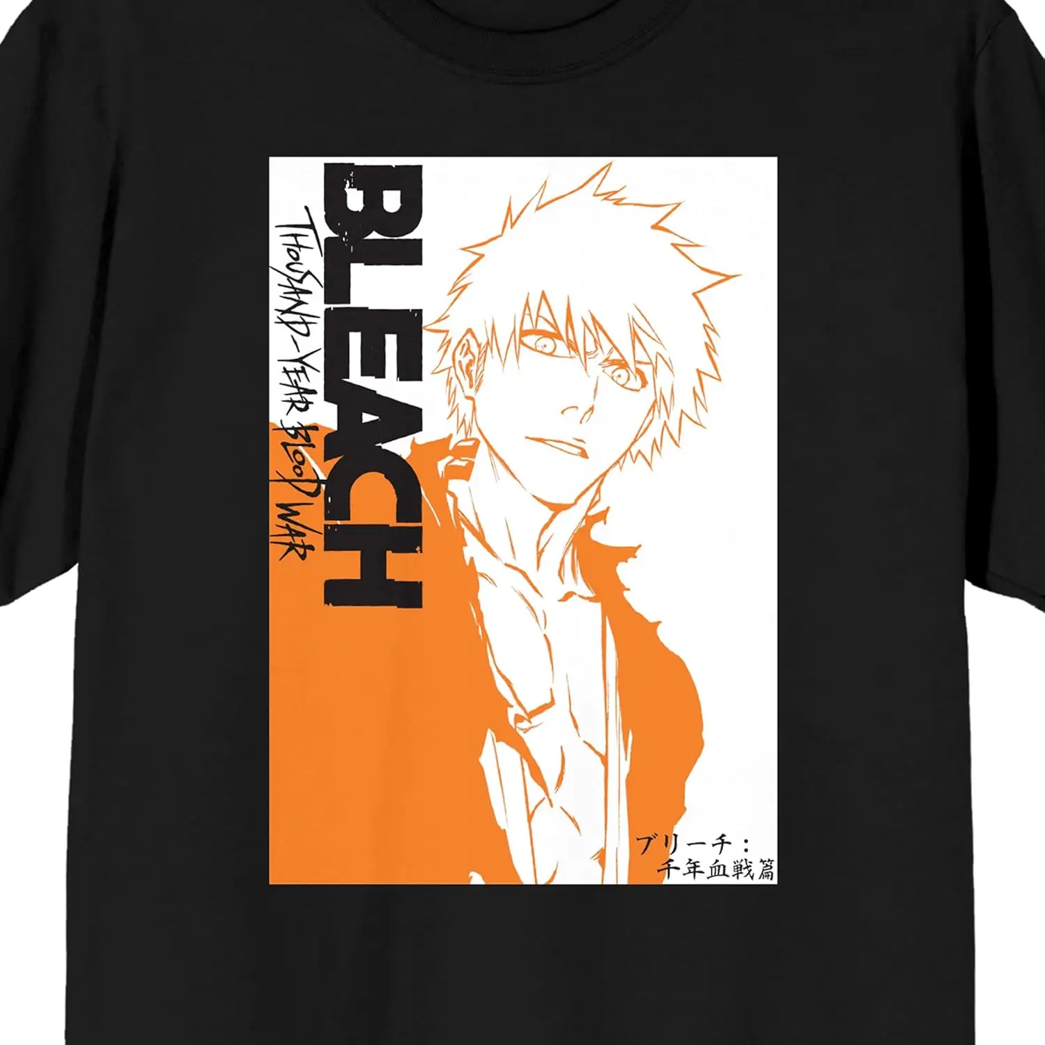 Bleach 1000 Year Blood War Ichigo Orange Box Art Crew Neck Short Sleeve Black Men’s T-shirt