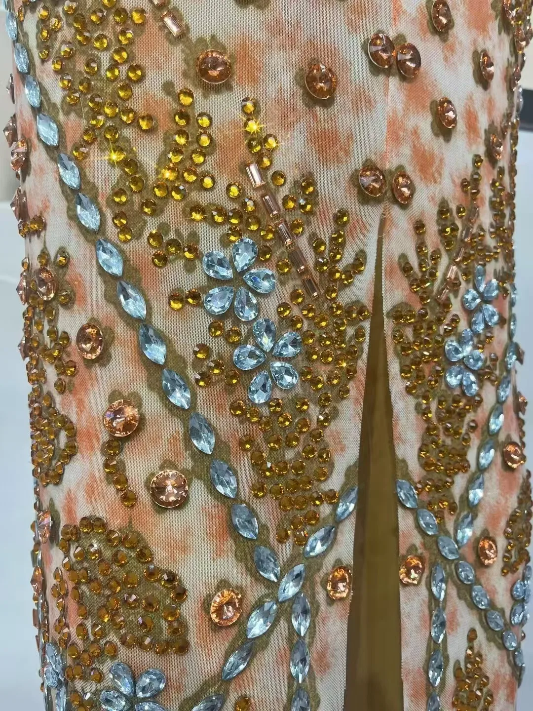 Sparkly Rhinestones Sexy Stage Bandage V-neck Backless Dress Wedding Birthday Cocktail party Evening Gown Photoshoot Costume