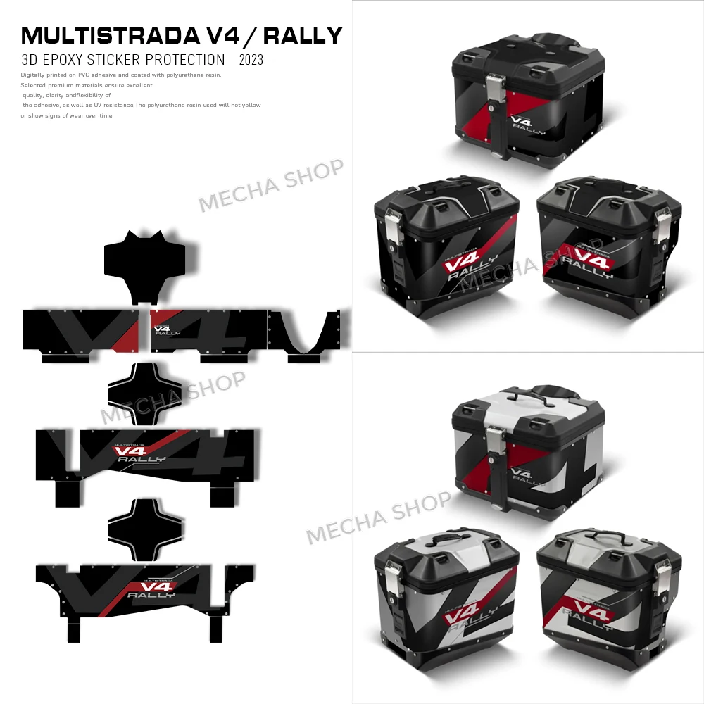Motorcycle Top Side Stickers Decal Trunk Luggage Cases Box Aluminium For Multistrada V4 2021-2026