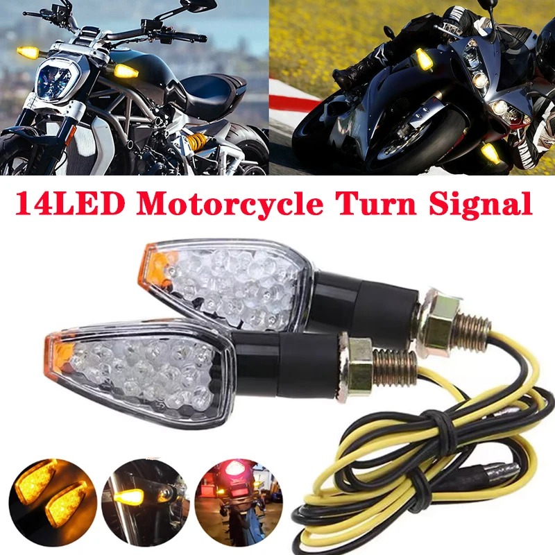 

Motorcycle 14LED Turn Signals Light Amber Blinker Lamp Motorcyle Turn Signal Lights For Honda Yamaha 12V Moto Indicator Lamps
