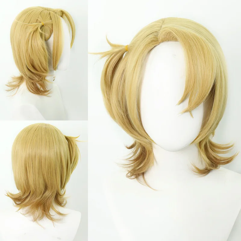 アニメ、コスプレ、サイドブレイドの金色のウィッグ