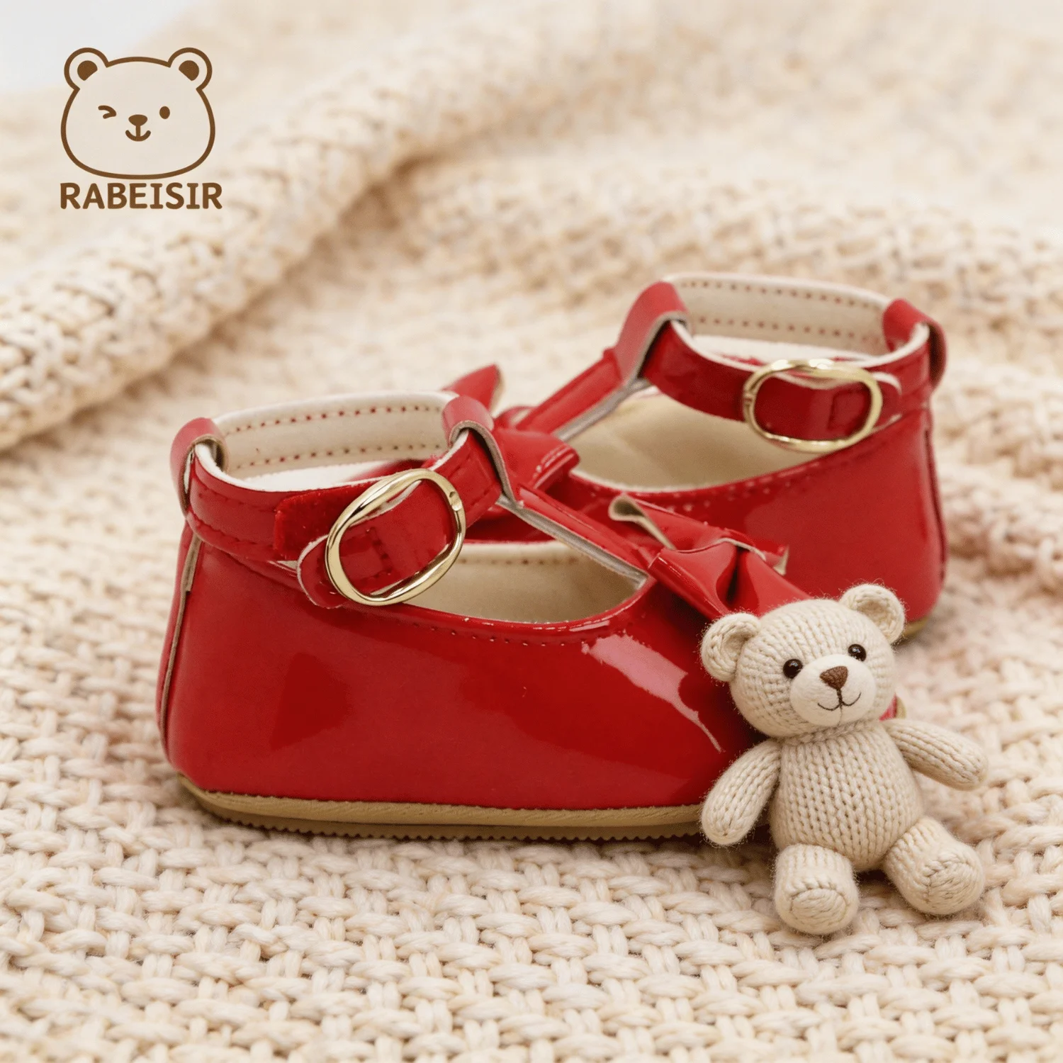 Elegante Mary Jane Schuhe für Babymädchen aus Lackleder mit großer Schleife, T-Riemen-Design, Schnallenriemen und weicher Sohle – ideal als erste Schuhe für Kleinkinder. – Detail 11