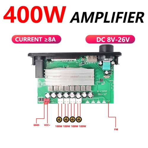 Imagen 2 del producto AMPLIFICADOR DE 400W Bluetooth MP3 WMA APE placa decodificadora DC8-26V manos libres Audio para coche micrófono USB TF FM Radio DIY reproductor de música Mp3