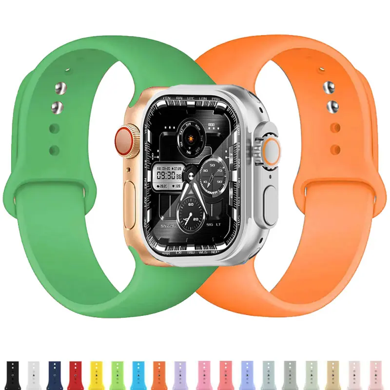 Silicone Band For Apple Watch S10 42/46MM Strap 44mm 45mm 40mm 41mm 42-38mm Sport Bracelet iWatch 8 7 6 5 4 3 SE 9 Ultra 2 49mm