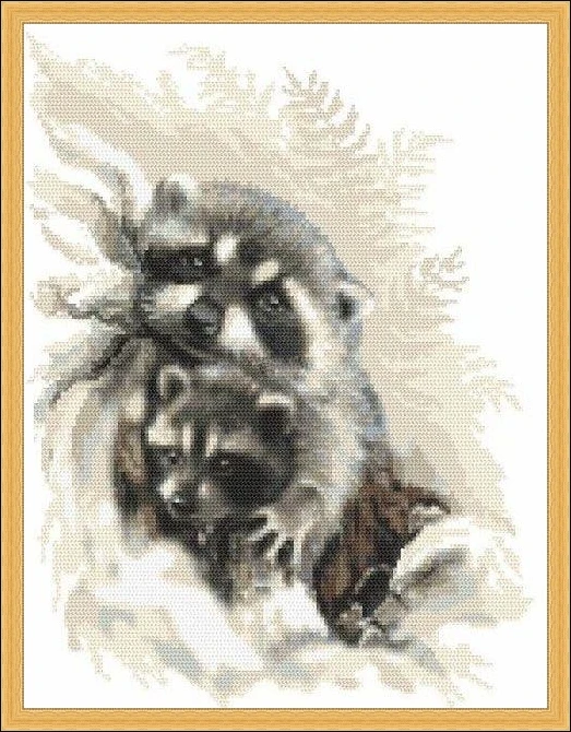 

Coricamo 10097 Lovely raccoon 34-42 Beautiful Lovely Counted Cross Stitch Kit Sew Cozy Sewing Room Machine Dim 72378