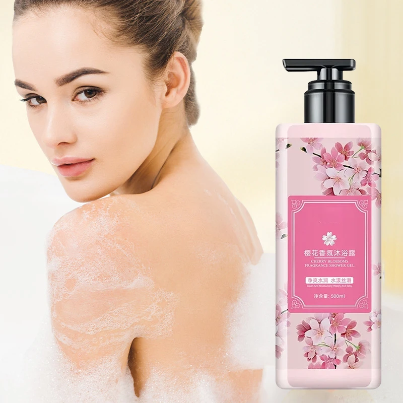 Sakura Lasting Fragrance whitening Body Wash Shower Gel for Dark Skin Care Exfoliating Deep Clean Dirt  Oil Control Moisturizing