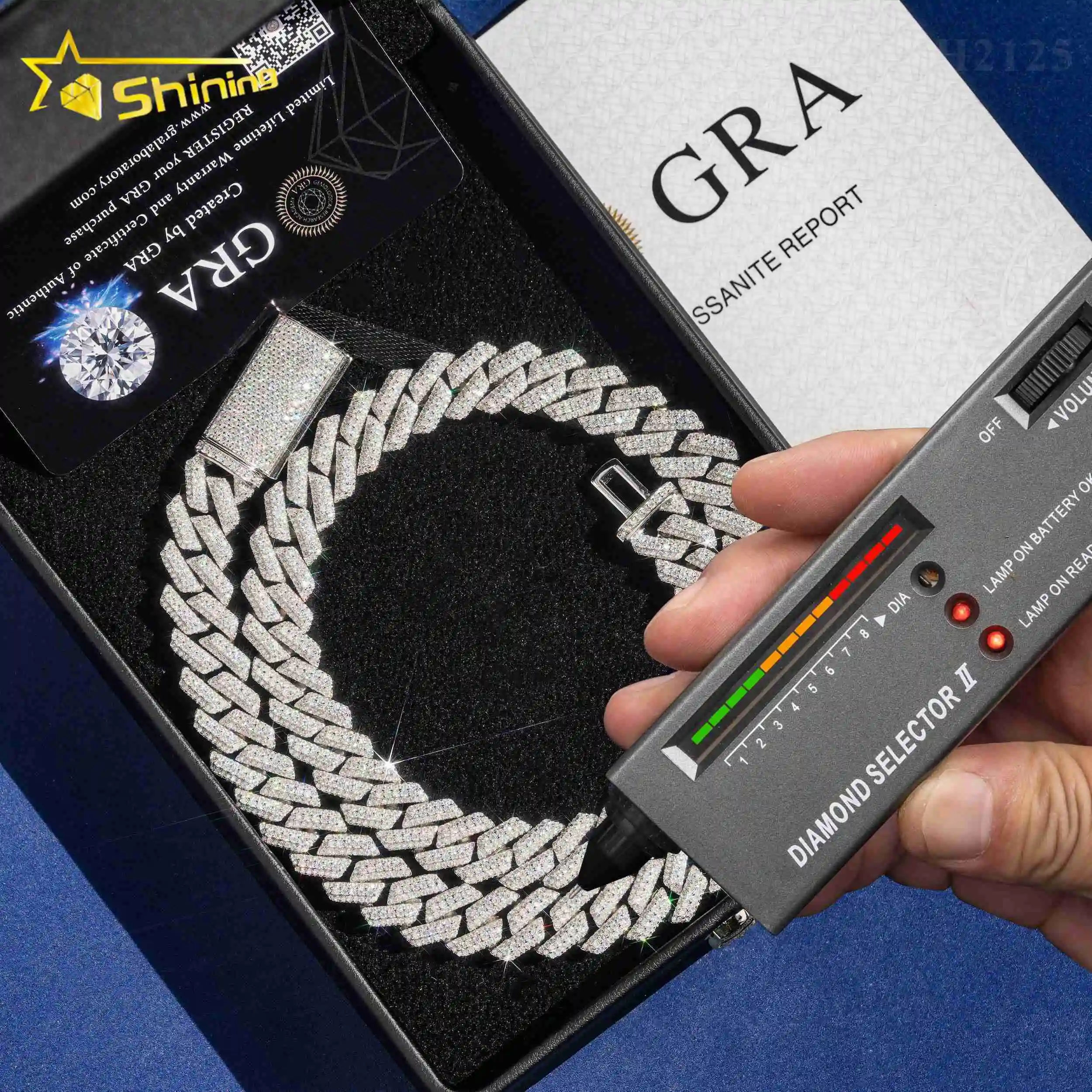 

Factory Price Drop Shipping Moissanite Hip Hop Jewelry 925 Silver Vvs Necklace Iced Out Cuban Link Chain