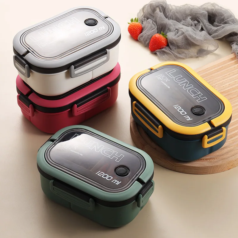 

Portable Commuting Tableware Double-layer Bento Box Partitioned Lunch Box Microwave Oven Heating Sealed Box Kitchen Tools