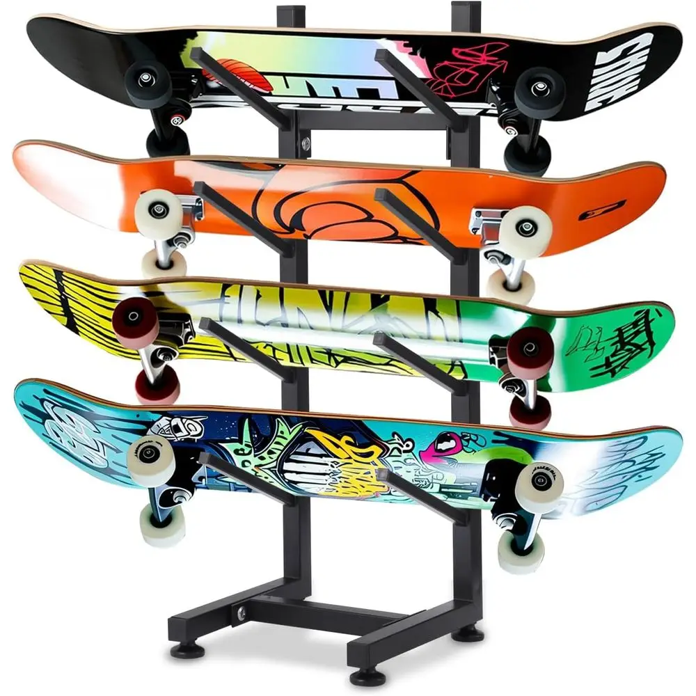 

4-Layer Skateboard Storage Rack, Organizer Stand for Boards, Longboards, and Mini Cruisers