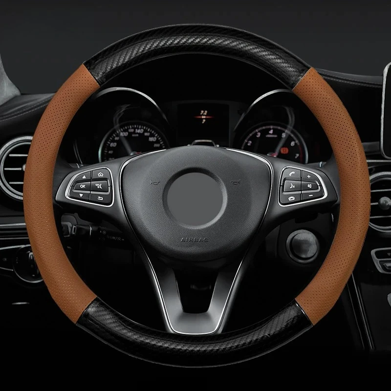 Large Size Bus Truck Steering Wheel Cover Leather Braid Cover for FUSO Super Great ECanter Canter Fighter Auto Accessories