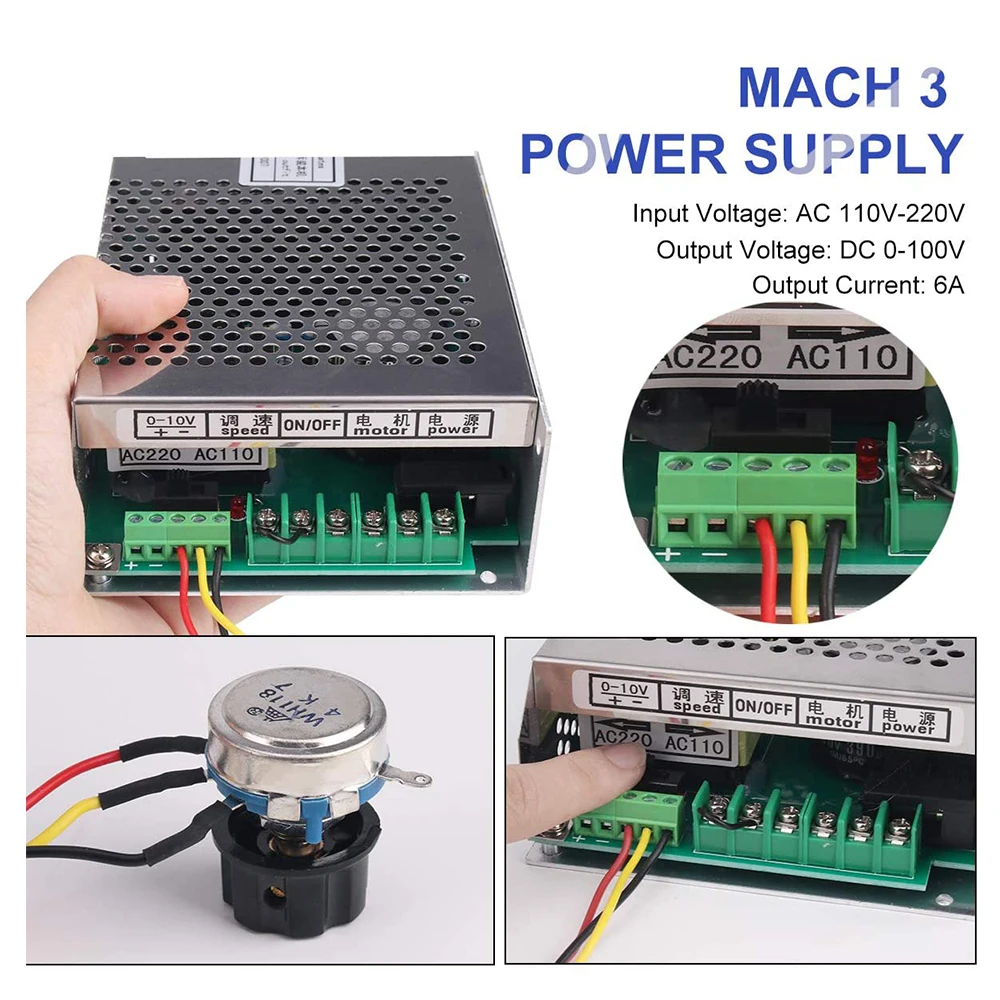 500W Spindle DC Power Supply, 220V 110V Mach3 Speed Controller Power Converter For CNC Wood Router Engraving Milling Machine