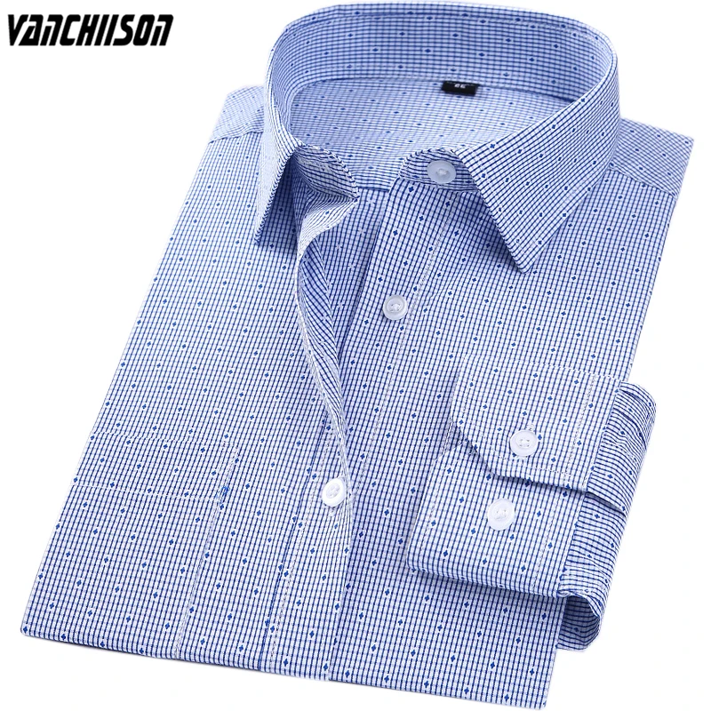 

Men Casual Shirt Blue Dots Retro Vintage for Summer Spring Long Sleeve Male Fashion Clothing Pocket Turndown Collar 00515