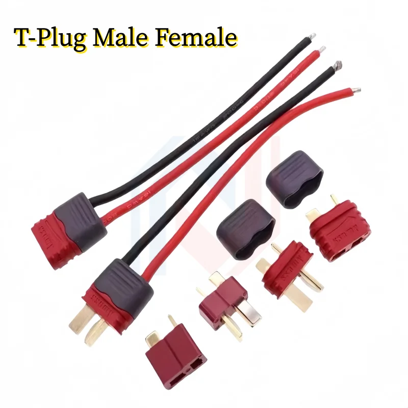 1PCS Deans T-Plug Male Female Connector Silicone Wire With 10CM 16AWG Suitable For Rc Lipo Battery Model Charger Interface