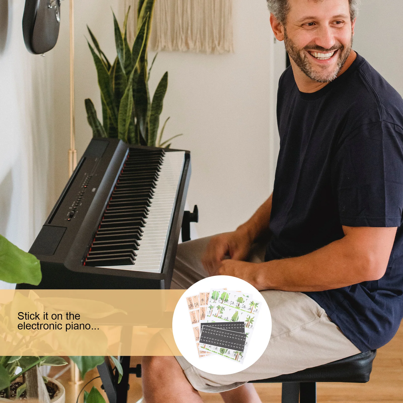 

2 Sheets Protective Stickers Piano Keyboard Removable Guitar Label for