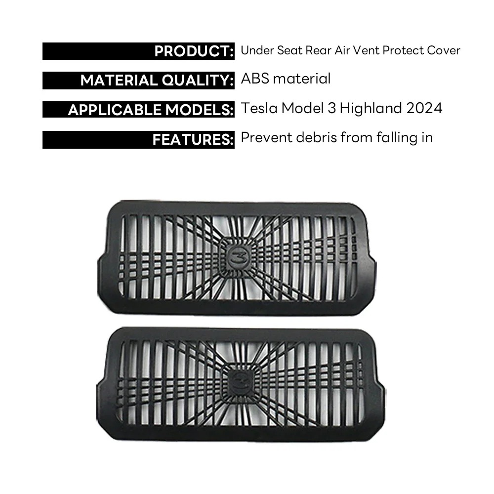 Für Tesla Neue Modell 3 Highland 2024 Unter Sitz Hinten Air Vent Schützen Abdeckung Anti-blocking Rücksitz Outlet Grille schutz Teile – Detail 2