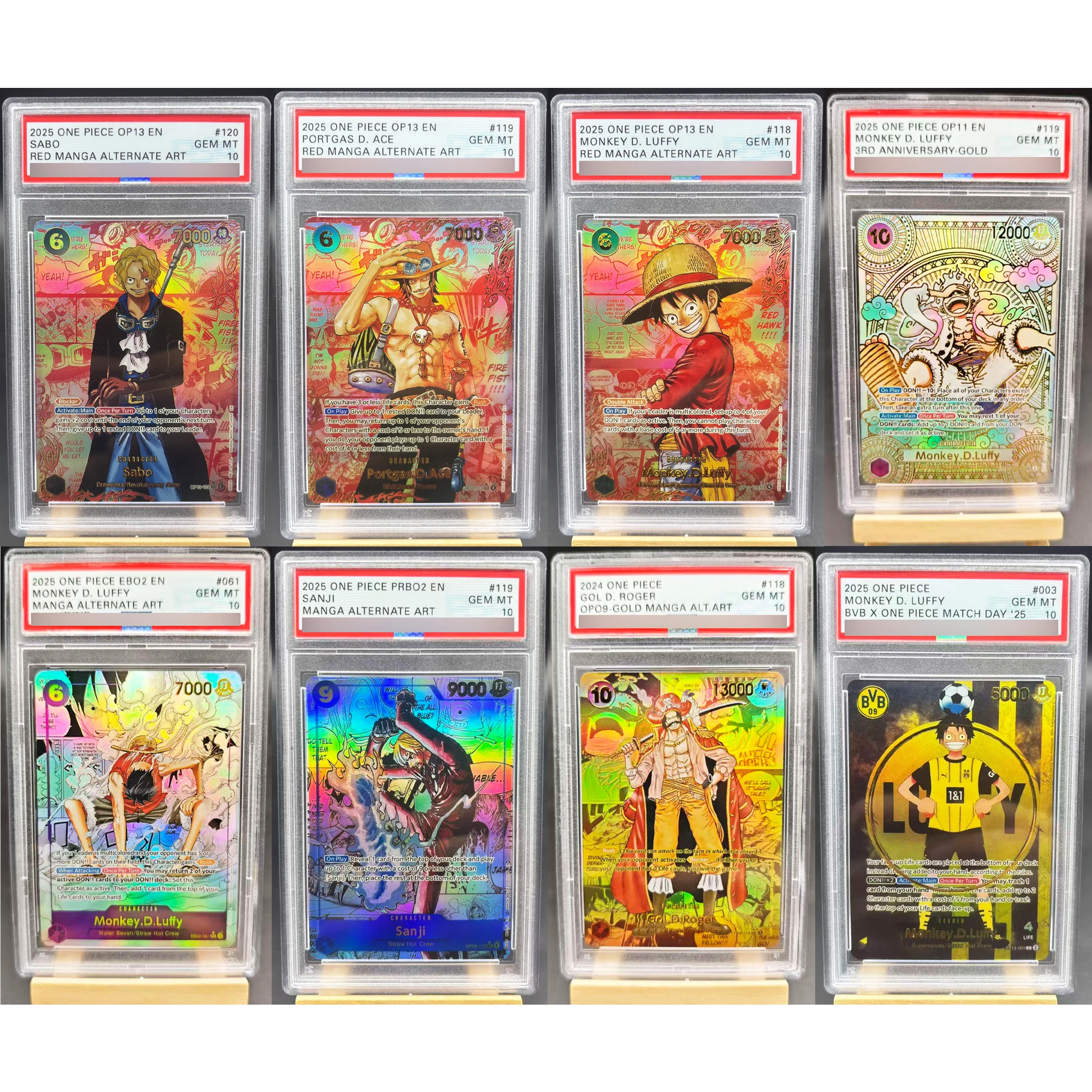 Diy Self Made One Piece OP13 Luffy Sabo Ace English Rating Card OPCG Zoro Roger Hancock Copy Version Anime Collection Cards